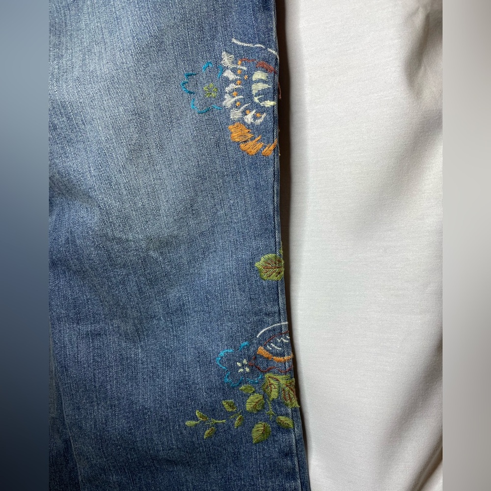 INC International Concepts Blue Studded Jeans w/ Orange White Embroidery Size 8 - Picture 9 of 12